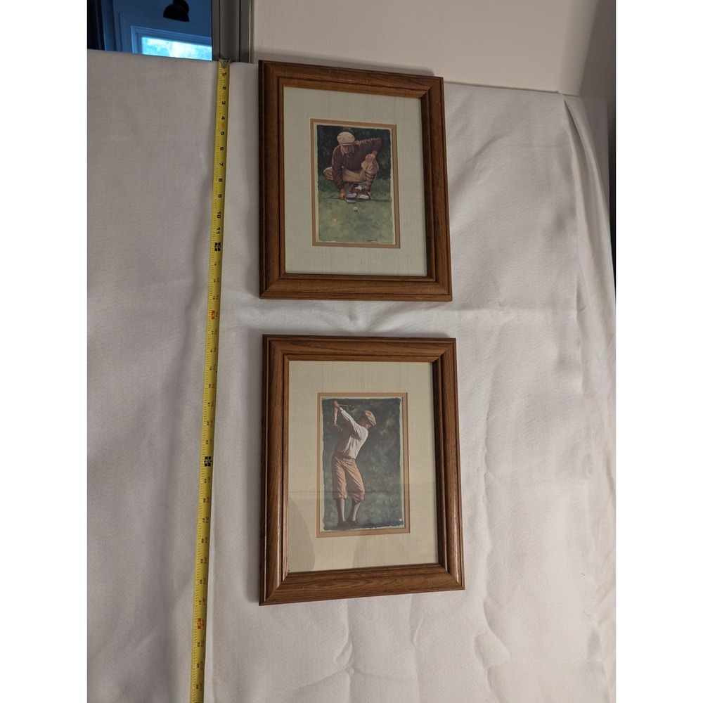 2 Vintage Glen Green The Art Of Golf Series Custom Framed
